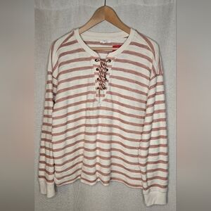 Striped Lace-Up Sweater